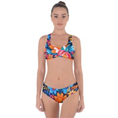 Flowers Bloom Spring Colorful Artwork Decoration Criss Cross Bikini Set