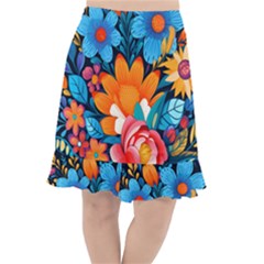 Flowers Bloom Spring Colorful Artwork Decoration Fishtail Chiffon Skirt by 99art