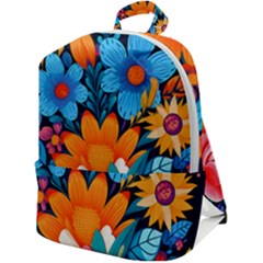 Flowers Bloom Spring Colorful Artwork Decoration Zip Up Backpack