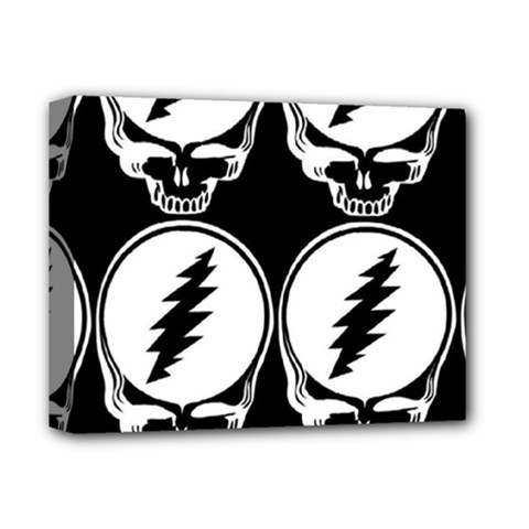 Black And White Deadhead Grateful Dead Steal Your Face Pattern Deluxe Canvas 14  X 11  (stretched) by 99art