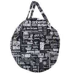 Music Pattern Black White Giant Round Zipper Tote by 99art