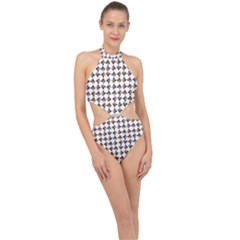 Mixed Abstract Colors Pattern Halter Side Cut Swimsuit by dflcprintsclothing