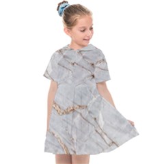 Gray Light Marble Stone Texture Background Kids  Sailor Dress by Vaneshart