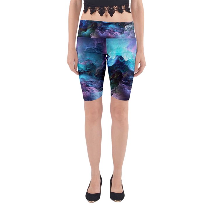 Abstract Graphics Nebula Psychedelic Space Yoga Cropped Leggings
