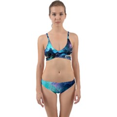 Abstract Graphics Nebula Psychedelic Space Wrap Around Bikini Set by 99art