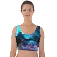 Abstract Graphics Nebula Psychedelic Space Velvet Crop Top by 99art