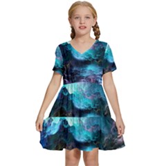 Abstract Graphics Nebula Psychedelic Space Kids  Short Sleeve Tiered Mini Dress by 99art