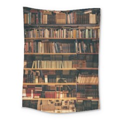 Books On Bookshelf Assorted Color Book Lot In Bookcase Library Medium Tapestry by 99art