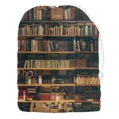 Books On Bookshelf Assorted Color Book Lot In Bookcase Library Drawstring Pouch (3xl) by 99art