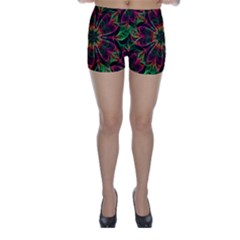 Multicolored Flower Mandala Wallpaper Kaleidoscope Pattern Skinny Shorts by 99art