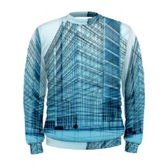 Architecture Blue Drawing Engineering City Modern Building Exterior Men s Sweatshirt by 99art