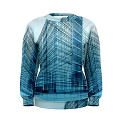 Architecture Blue Drawing Engineering City Modern Building Exterior Women s Sweatshirt by 99art