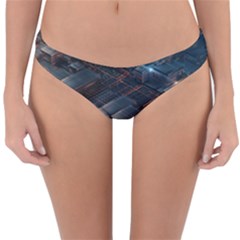 Architectural Design Abstract 3d Neon Glow Industry Reversible Hipster Bikini Bottoms by 99art