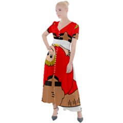 Comic-characters-grandfather Button Up Short Sleeve Maxi Dress