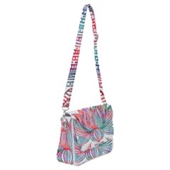 Lotus Feathers Boho Watercolor Shoulder Bag With Back Zipper by 99art