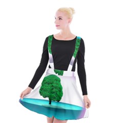Crystal-ball-sphere-cartoon Color Background Suspender Skater Skirt by 99art