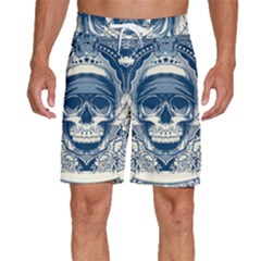 Skull Drawing Men s Beach Shorts by 99art