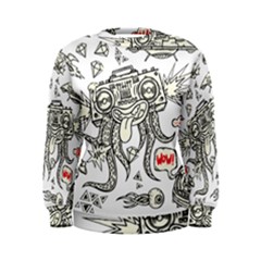 Drawing Clip Art Hand Painted Abstract Creative Space Squid Radio Women s Sweatshirt by 99art
