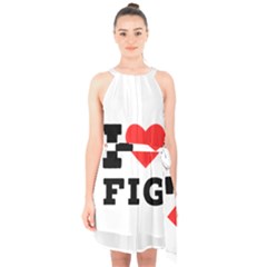 I Love Fig  Halter Collar Waist Tie Chiffon Dress by ilovewhateva