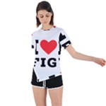 I love fig  Asymmetrical Short Sleeve Sports Tee