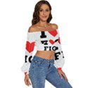 I love fig  Long Sleeve Crinkled Weave Crop Top View3