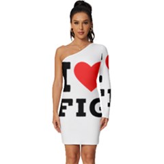 I Love Fig  Long Sleeve One Shoulder Mini Dress by ilovewhateva
