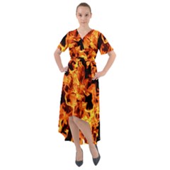 Live Coals Front Wrap High Low Dress by artworkshop