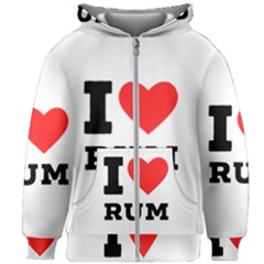 I Love Rum Kids  Zipper Hoodie Without Drawstring by ilovewhateva