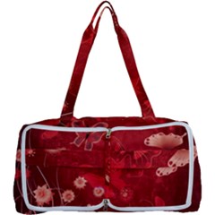 Four Red Butterflies With Flower Illustration Butterfly Flowers Multi Function Bag by B30l