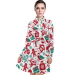 Background Vector Texture Christmas Winter Pattern Seamless Long Sleeve Chiffon Shirt Dress