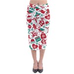 Background Vector Texture Christmas Winter Pattern Seamless Midi Pencil Skirt