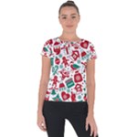 Background Vector Texture Christmas Winter Pattern Seamless Short Sleeve Sports Top 