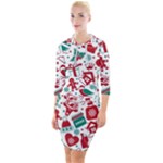 Background Vector Texture Christmas Winter Pattern Seamless Quarter Sleeve Hood Bodycon Dress