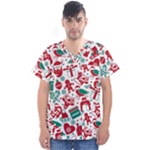 Background Vector Texture Christmas Winter Pattern Seamless Men s V-Neck Scrub Top