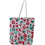 Background Vector Texture Christmas Winter Pattern Seamless Full Print Rope Handle Tote (Large)