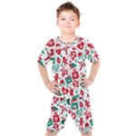 Background Vector Texture Christmas Winter Pattern Seamless Kids  Tee and Shorts Set