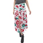 Background Vector Texture Christmas Winter Pattern Seamless Velour Split Maxi Skirt