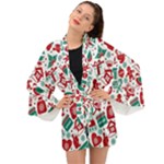 Background Vector Texture Christmas Winter Pattern Seamless Long Sleeve Kimono