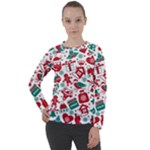 Background Vector Texture Christmas Winter Pattern Seamless Women s Long Sleeve Raglan Tee