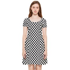 Black And White Checkerboard Background Board Checker Inside Out Cap Sleeve Dress by Cowasu