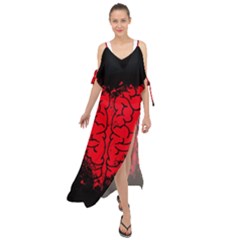 Heart Brain Mind Psychology Doubt Maxi Chiffon Cover Up Dress