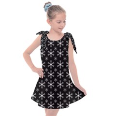 Snowflakes Background Pattern Kids  Tie Up Tunic Dress by Cowasu