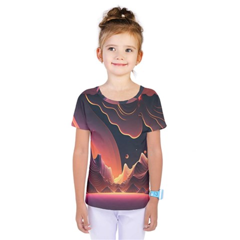 Fire Flame Burn Hot Heat Light Burning Orange Kids  One Piece Tee by Cowasu