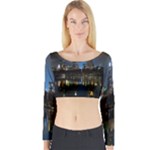 New York Night Central Park Skyscrapers Skyline Long Sleeve Crop Top