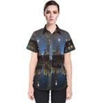 New York Night Central Park Skyscrapers Skyline Women s Short Sleeve Shirt