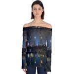 New York Night Central Park Skyscrapers Skyline Off Shoulder Long Sleeve Top