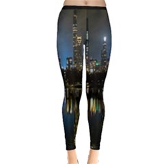 New York Night Central Park Skyscrapers Skyline Inside Out Leggings by Cowasu