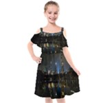 New York Night Central Park Skyscrapers Skyline Kids  Cut Out Shoulders Chiffon Dress