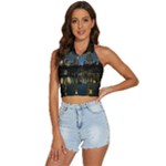 New York Night Central Park Skyscrapers Skyline Backless Halter Cami Shirt