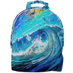 Tsunami Waves Ocean Sea Nautical Nature Water Painting Mini Full Print Backpack by Cowasu